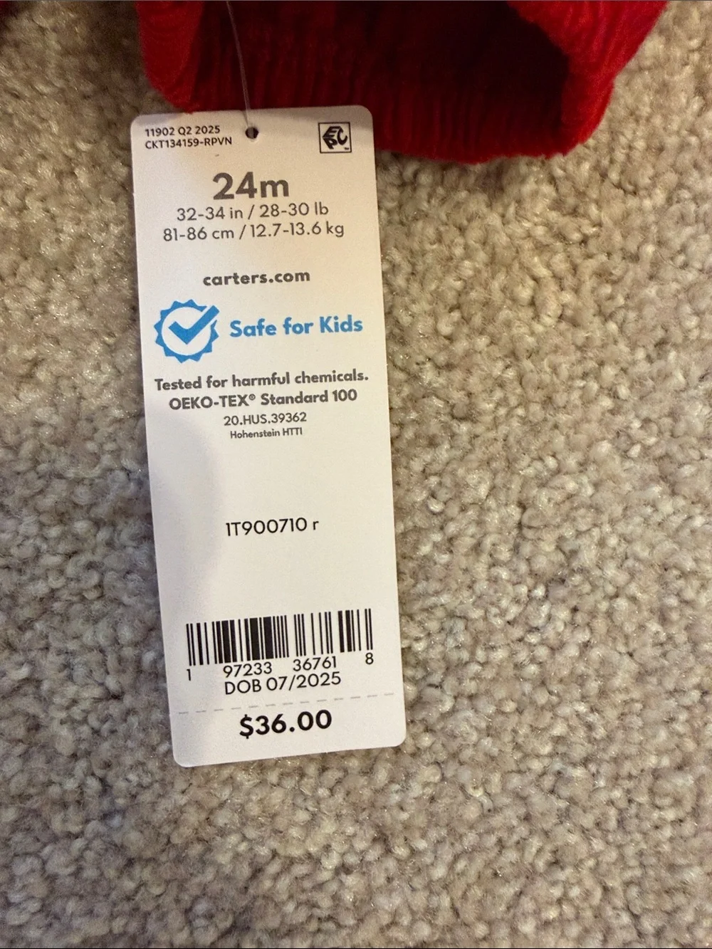 Carter's Red Corduroy Button-Front Girls Dress
